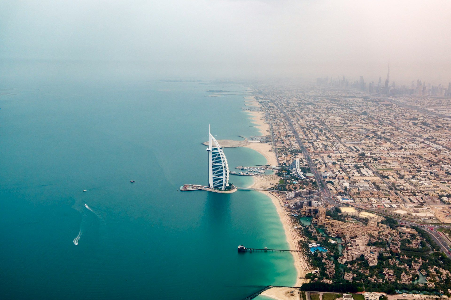 Royal Caribbean cruise sailing near Dubai’s Palm Islands